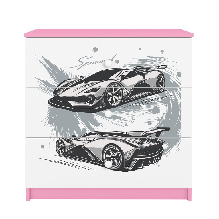 Commode enfant 3 tiroirs avec dessin au choix - Voiture de sport - vue 2