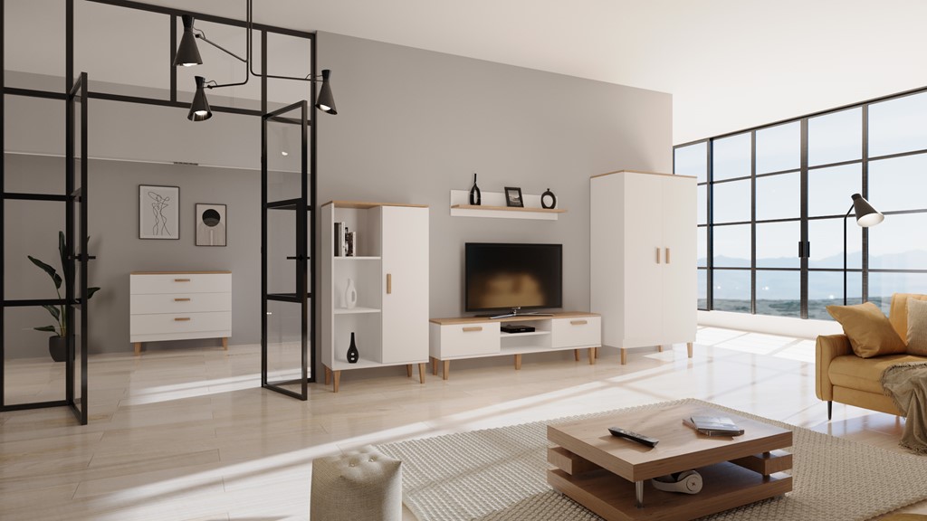 Armoire avec portes bicolore, largeur 100 cm - vue 8