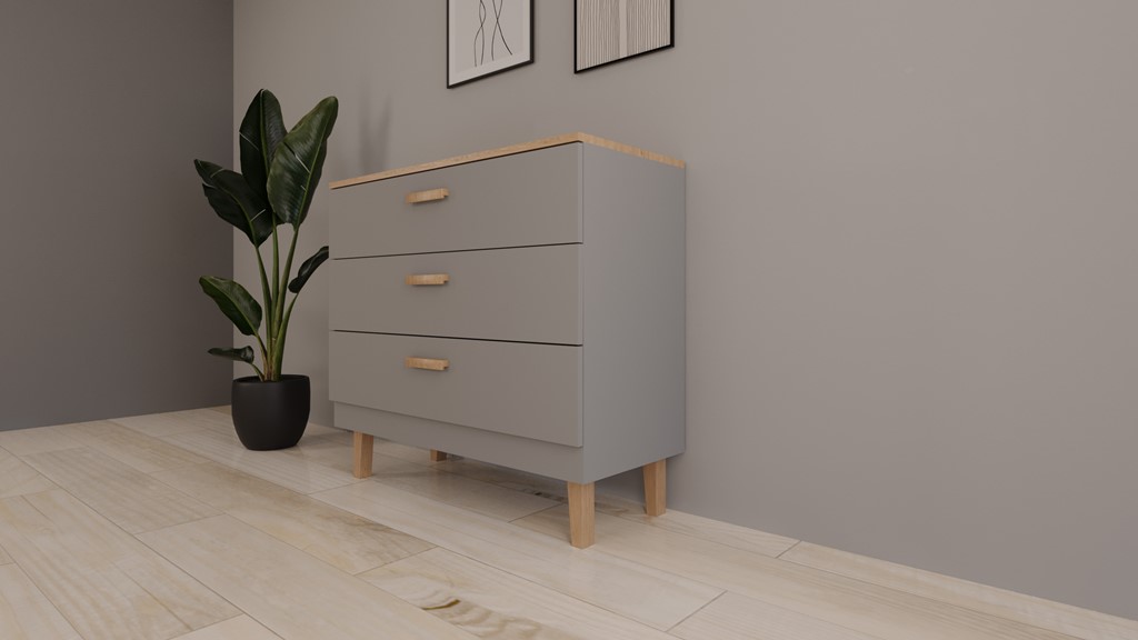Commode à tiroirs bicolore, largeur 100 cm - vue 6