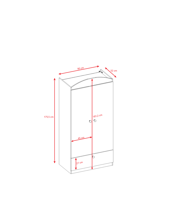 Armoire enfant avec dessin, 2 portes et tiroir - Voiture de course - vue 6