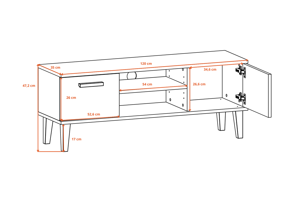 Meuble TV 120 ou 160 cm bicolore - vue 9