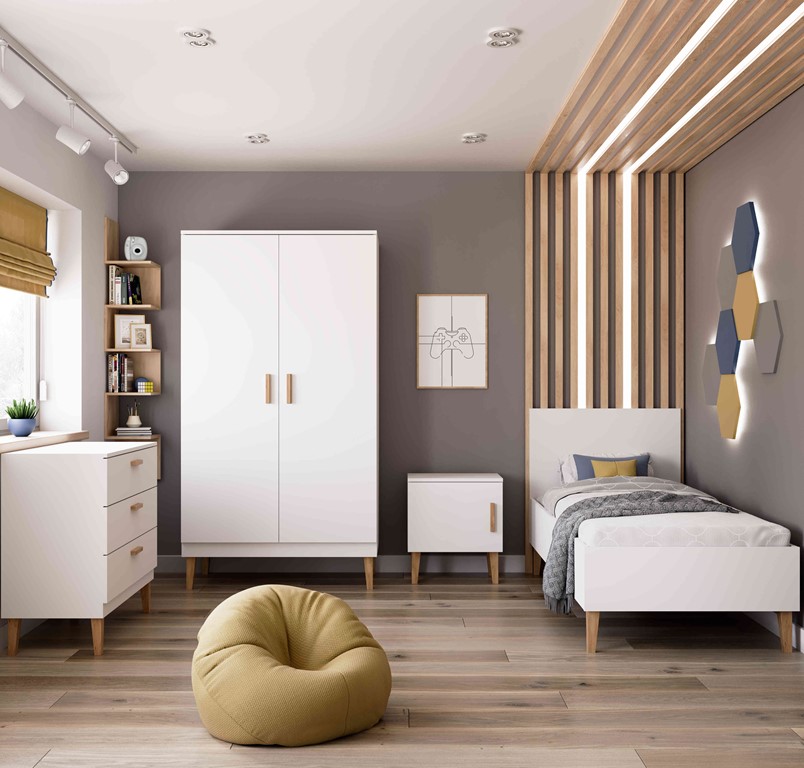 Armoire enfant 2 portes sur pieds en bois - vue 7