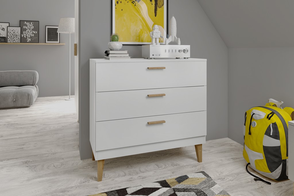 Commode enfant 3 tiroirs sur pieds en bois - vue 5