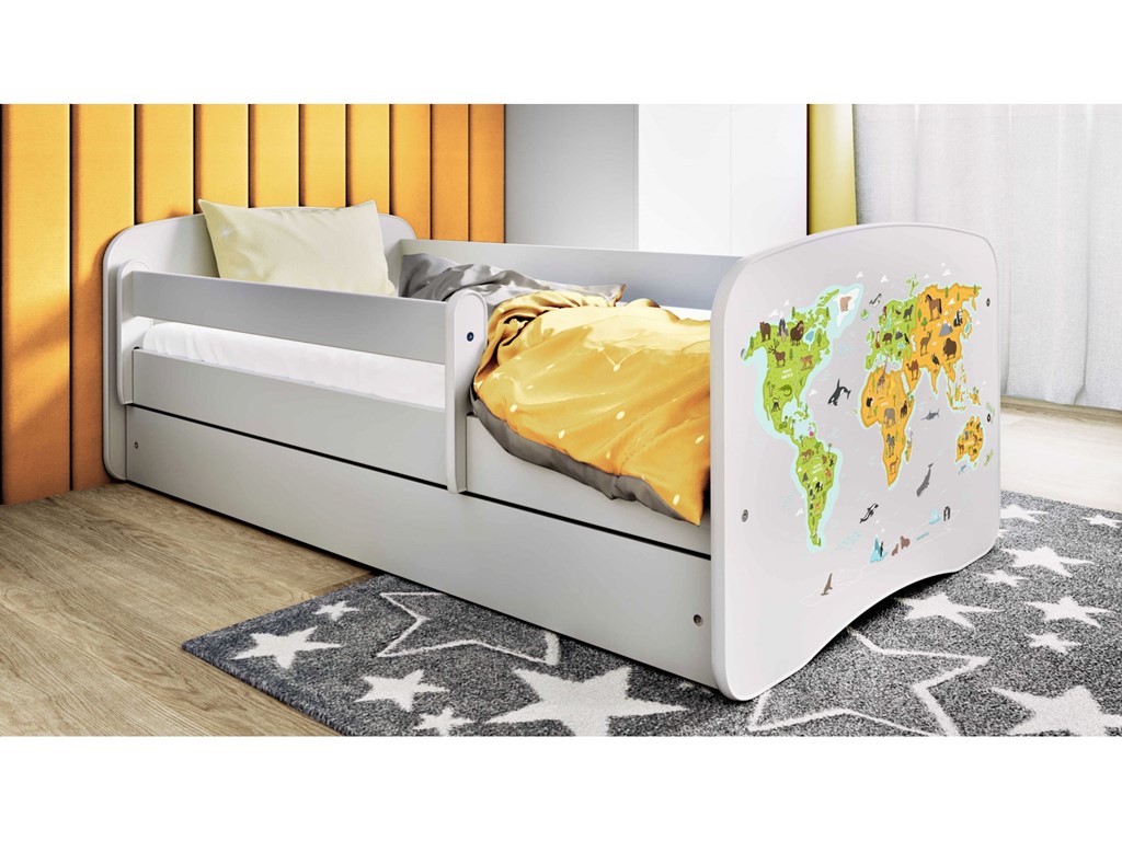 Lit enfant avec dessin et coloris au choix - Carte du monde - vue 4