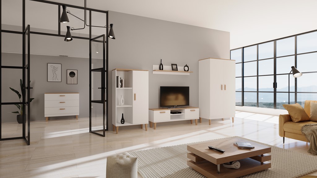 Meuble TV 120 ou 160 cm bicolore - vue 9
