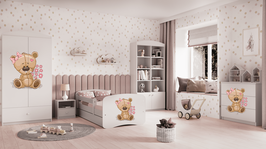 Lit enfant avec dessin et coloris au choix - Ourson et fleurs - vue 6