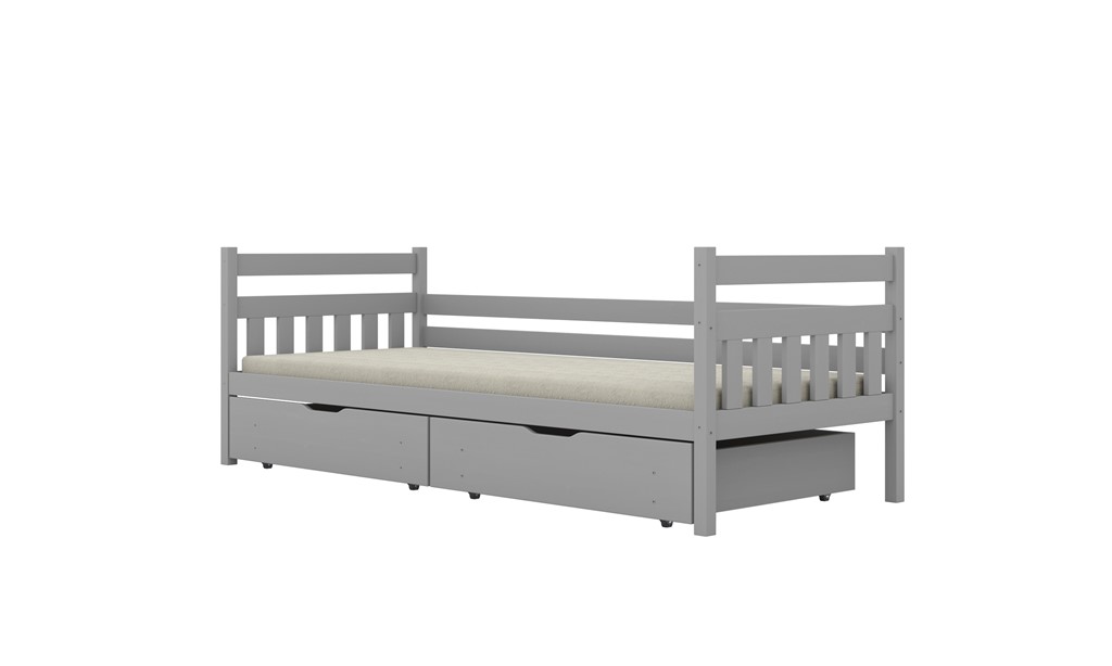 Lit enfant en pin à lattes, rangements ou couchage en option - vue 8