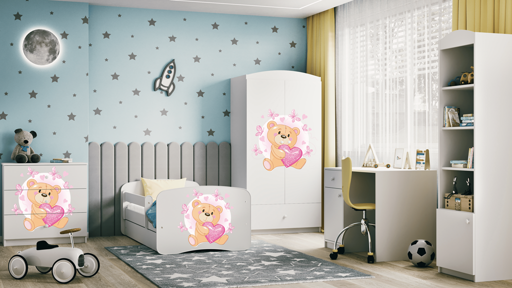 Lit enfant avec dessin et coloris au choix - Ourson et papillons - vue 9