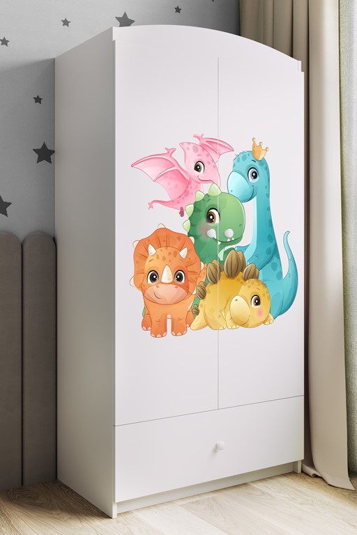 Armoire enfant avec dessin, 2 portes et tiroir - Dinosaures - vue 8