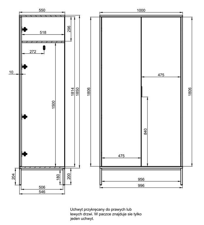 Armoire avec portes, largeur 55 cm - vue 7