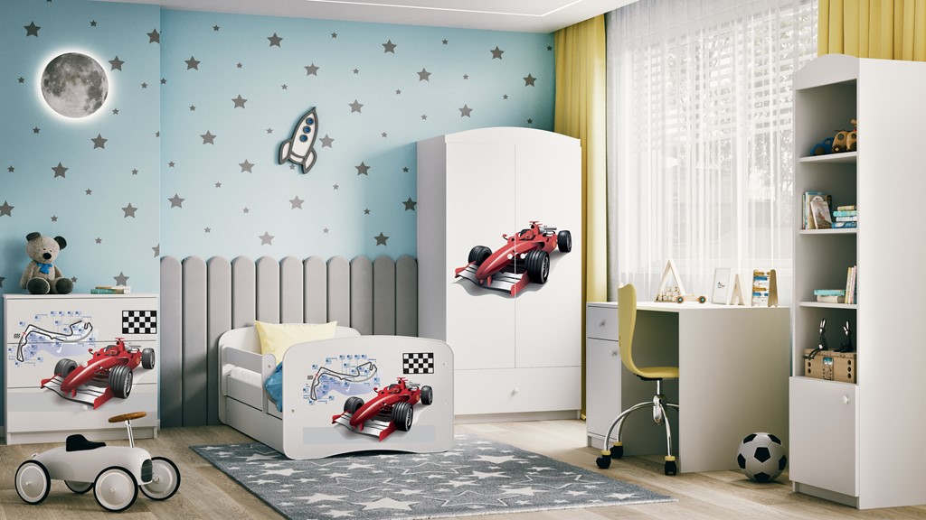 Armoire enfant avec dessin, 2 portes et tiroir - Formule 1 - vue 5