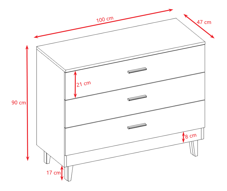 Commode enfant 3 tiroirs sur pieds en bois - vue 7