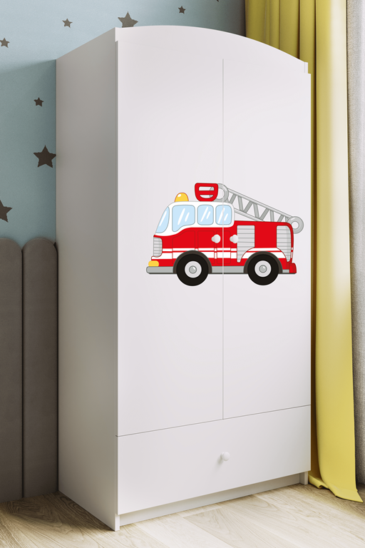 Armoire enfant avec dessin, 2 portes et tiroir - Camion pompier - vue 5