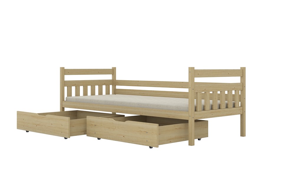 Lit enfant en pin à lattes, rangements ou couchage en option - vue 4