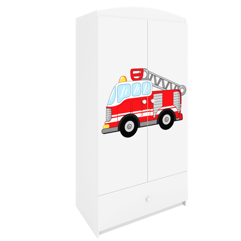 Armoire enfant avec dessin, 2 portes et tiroir - Camion pompier - vue 4